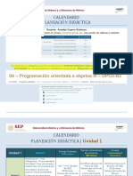 Calendario de La Planeacion de POO3 2022