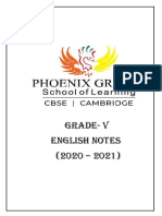Grade-V English Notes (2020 - 2021)