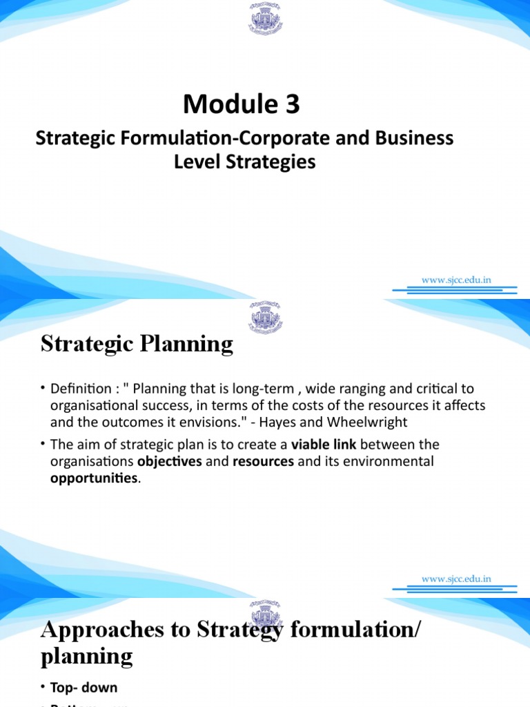 Strategic Formulation-Corporate and Business Level Strategies | PDF ...