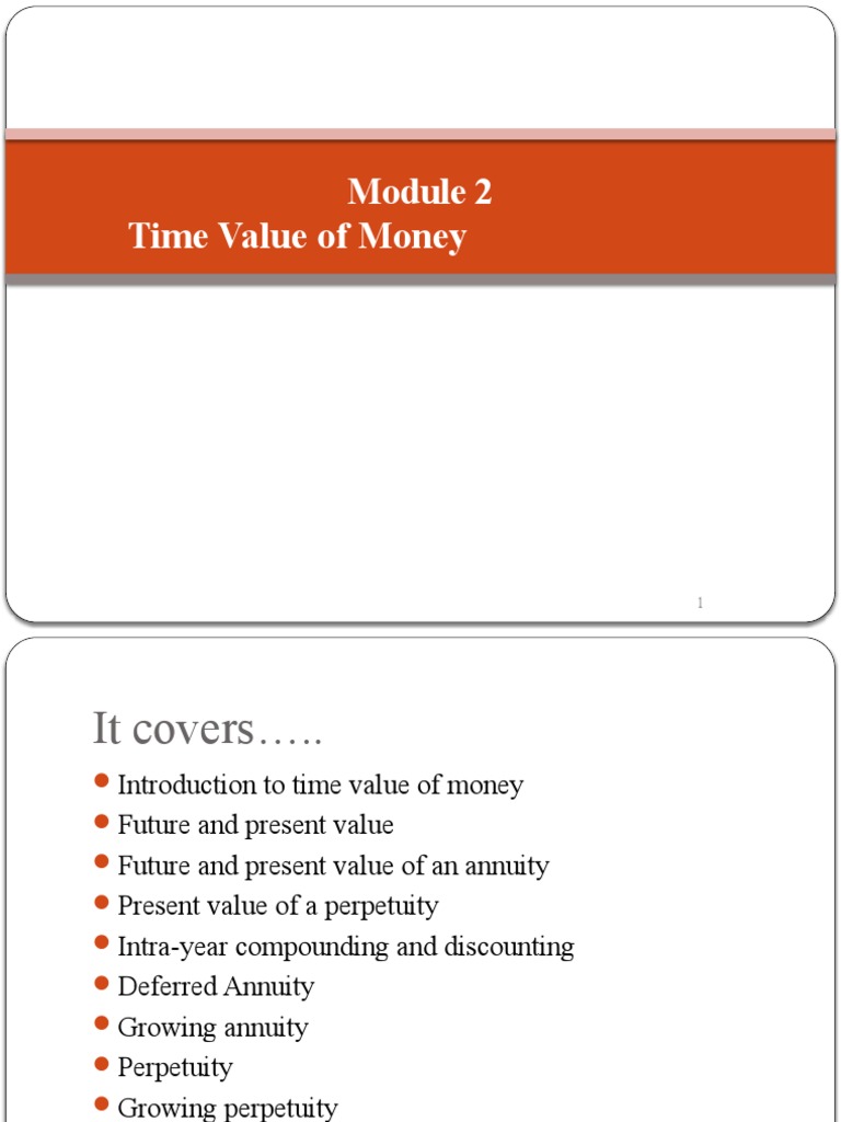Finance For ManagersModule 2TVM PDF Time Value Of Money Interest