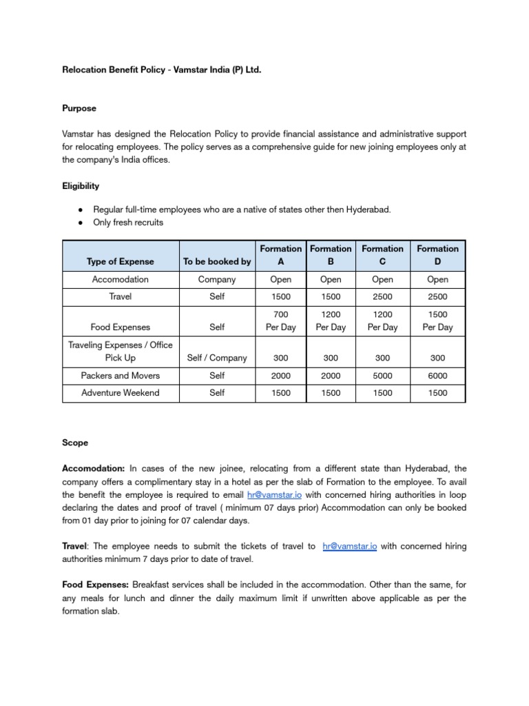 Relocation Policy | PDF | Labor | Economies