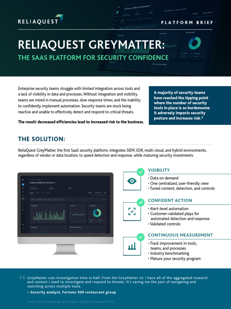 ReliaQuest GreyMatter - One Pager | PDF | Automation | Information ...
