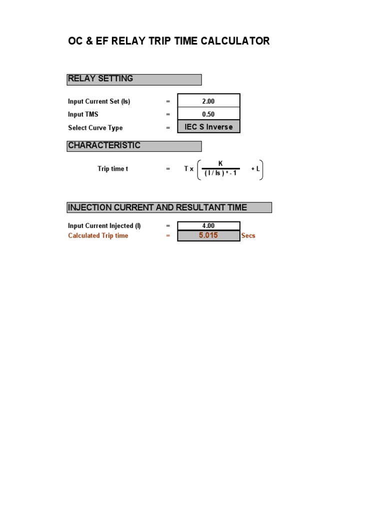 Idmt Trip Time Calculator PDF