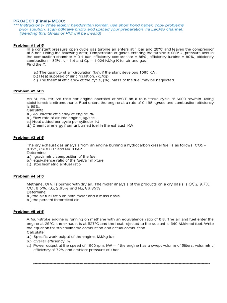 PROJECT. (Final) ME3C | PDF | Combustion | Engines