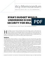 2011.04.07. EPI. Ryan's Budget Would Undermine Economic Security For Millions