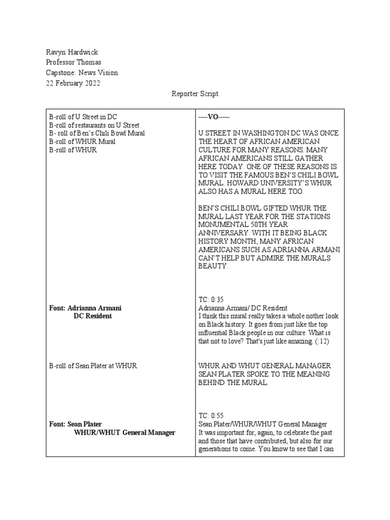 Reporter Script - PKG 1 | PDF