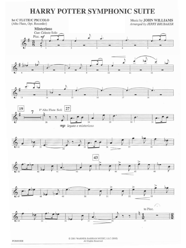 Harry Potter Symphonic Suite 01 Flute 1, Piccolo (Recorder) PDF