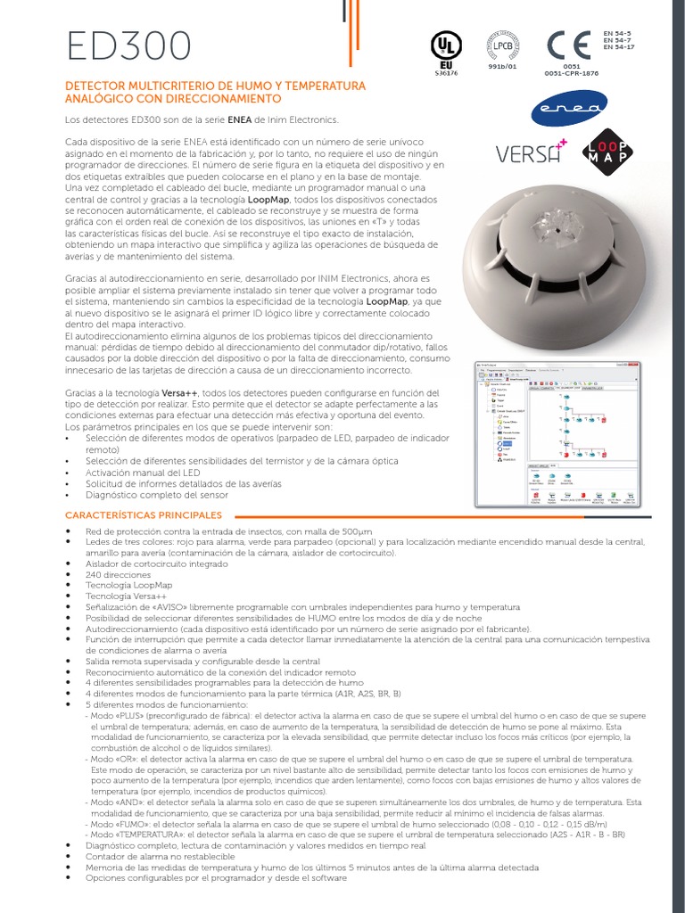 ED300 Detector Dual Humo Temperatura Direccionable | PDF | Diodo emisor ...