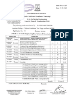 Grade certificate transcript