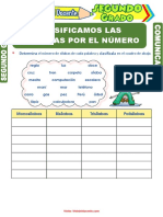 Clasificación Las Palabras Por El Número de Sílabas para Segundo Grado de Primaria