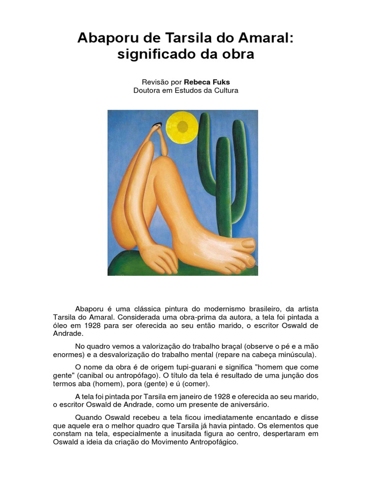Significado da Obra Abaporu de Tarsila | PDF