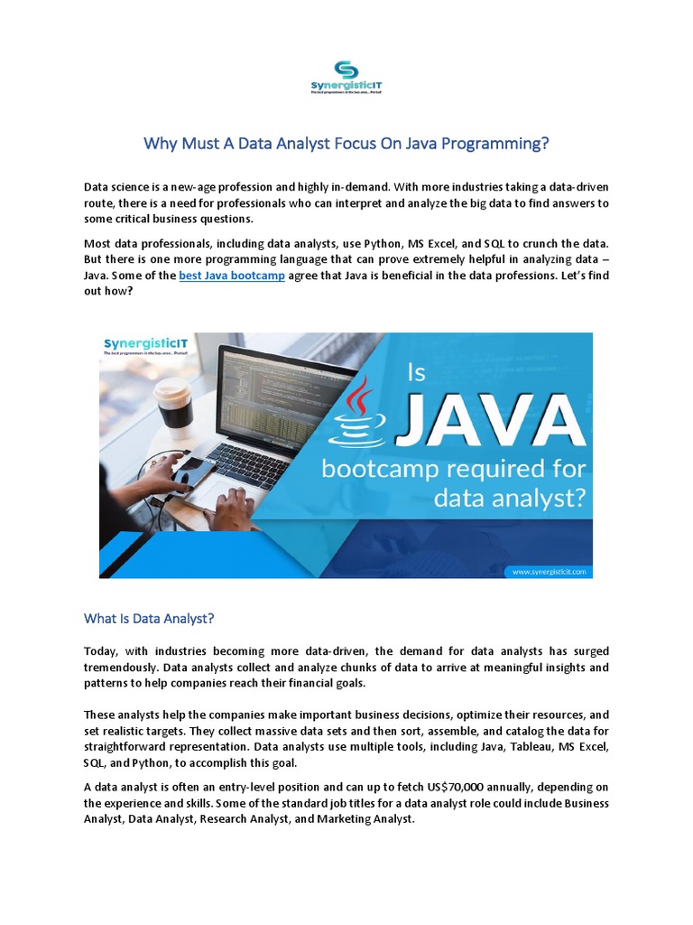 Is Java Bootcamp Required For Data Analyst | PDF | Apache Spark ...