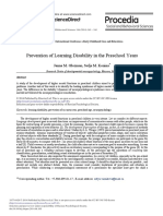 Prevention of Learning Disability in The Preschool Years