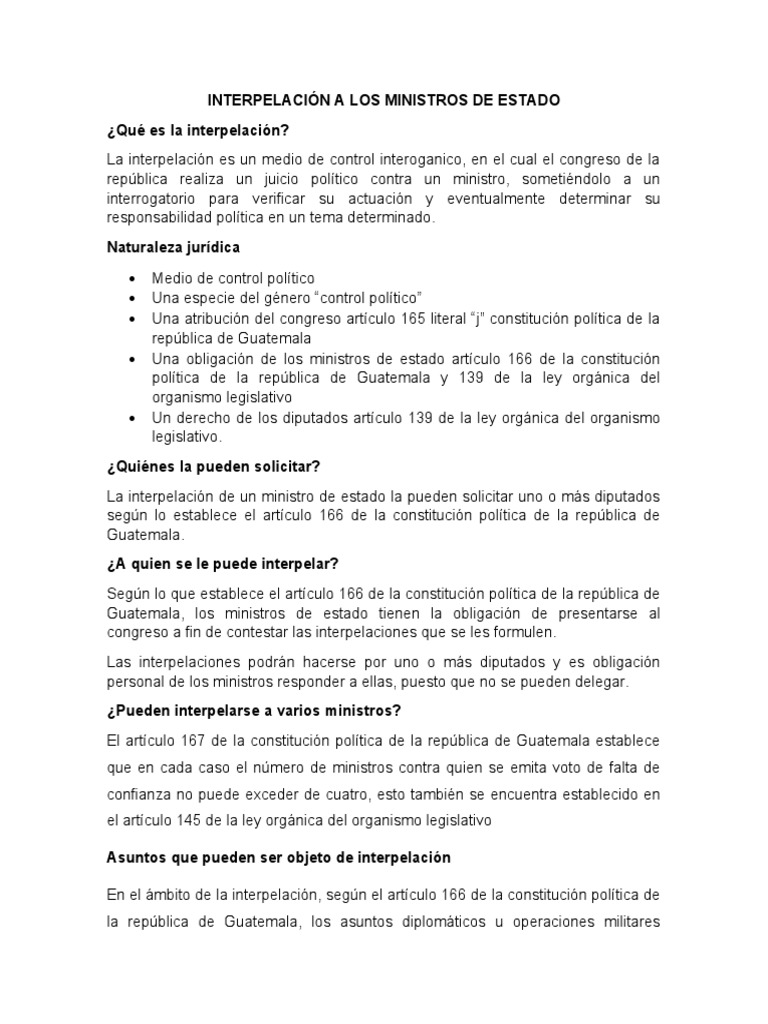Interpelacion A Ministros de Estado | PDF | Gobernancia | Gobierno