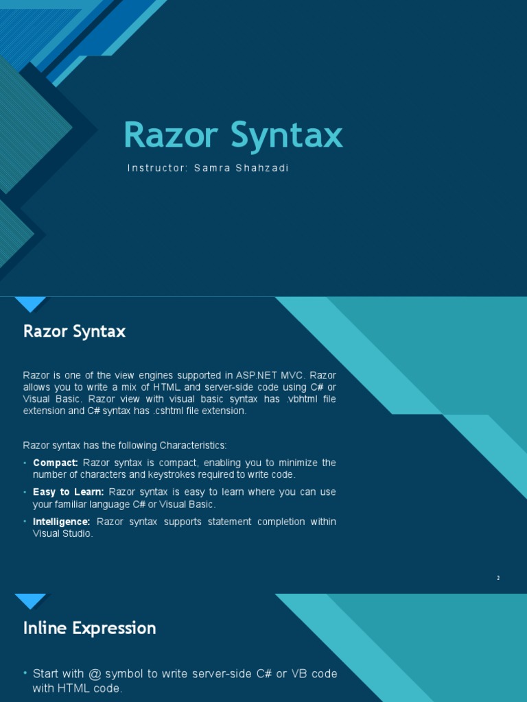 Razor Syntax Click To Edit Master Title Style PDF Visual Basic C Sharp (Programming