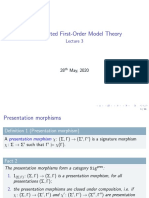 Many-Sorted First-Order Model Theory Lecture 3: Presentation Morphisms and Entailment Relations