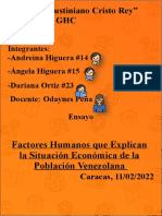 Ensayo. Factores Humanos Que Explican La Situación Económica de La Población Venezolana.