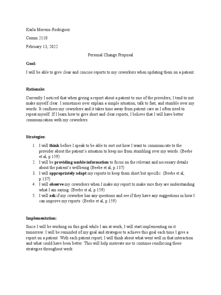 Personal Change Proposal PDF