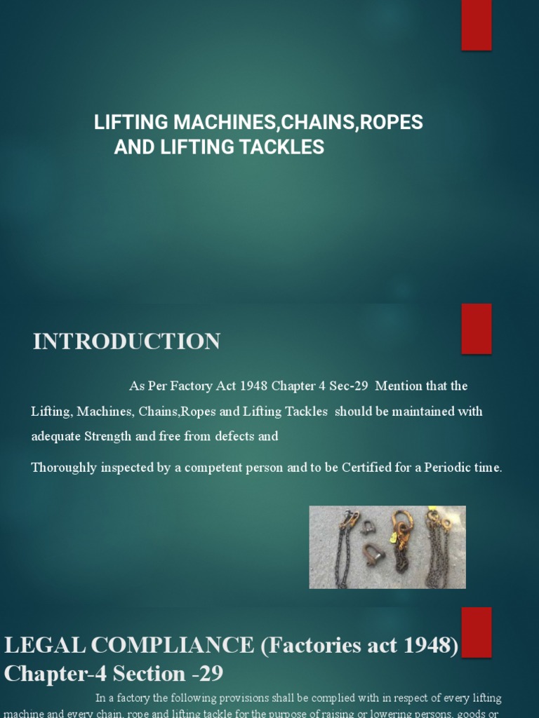 Lifting Machines, Chains, Ropes - and Lifting Tackles | PDF