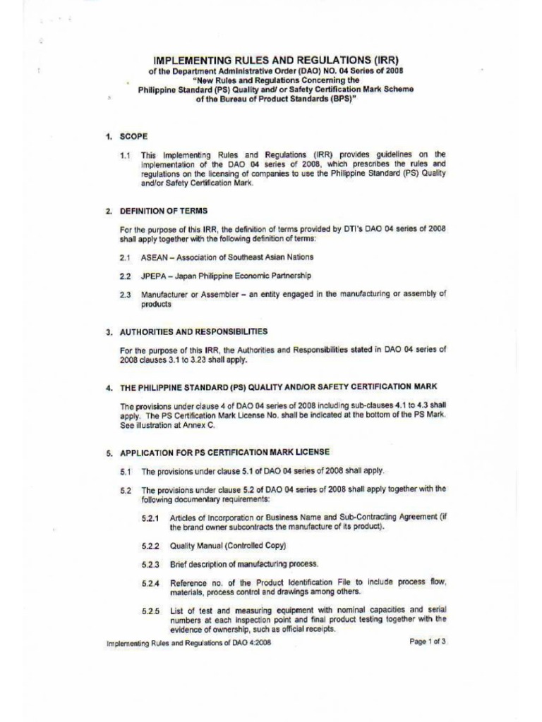 03 DAO 04 S. 2008 - Rules and Regulations On PS Issuance - IRR | PDF