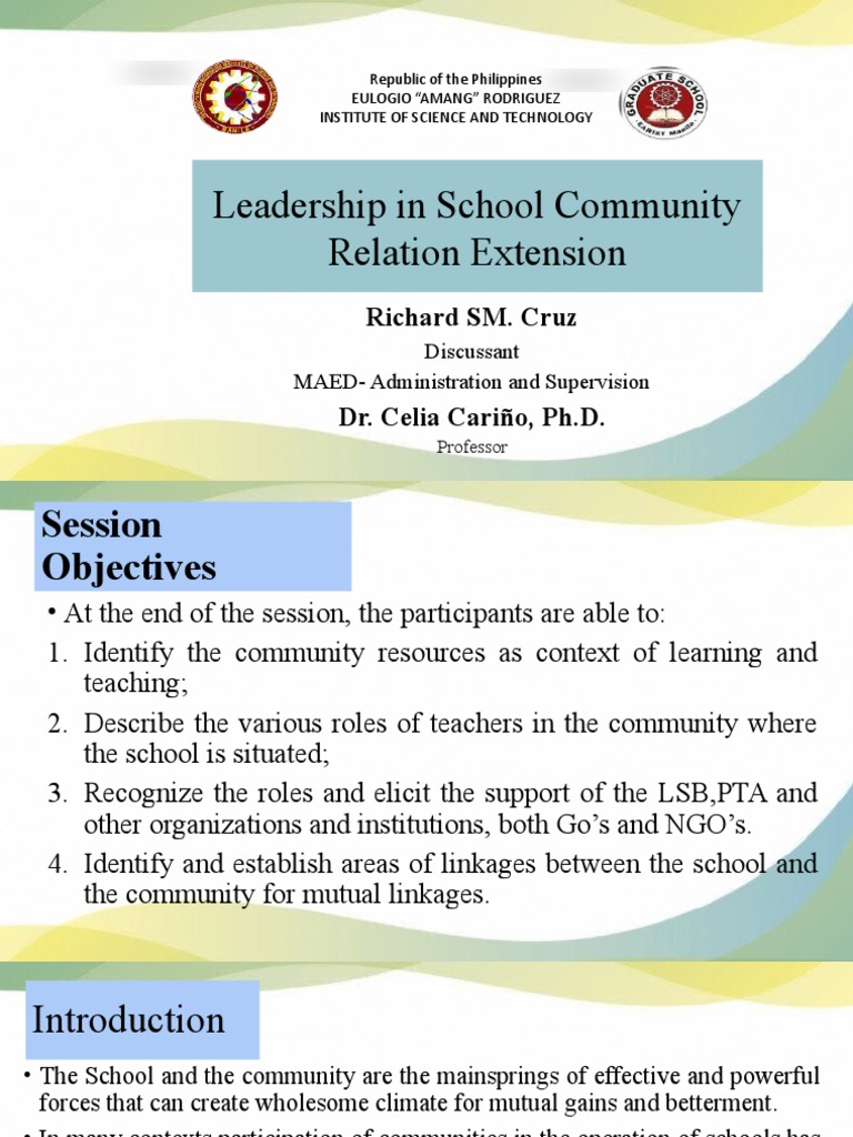 Leadership in School Community Relation Extension | PDF