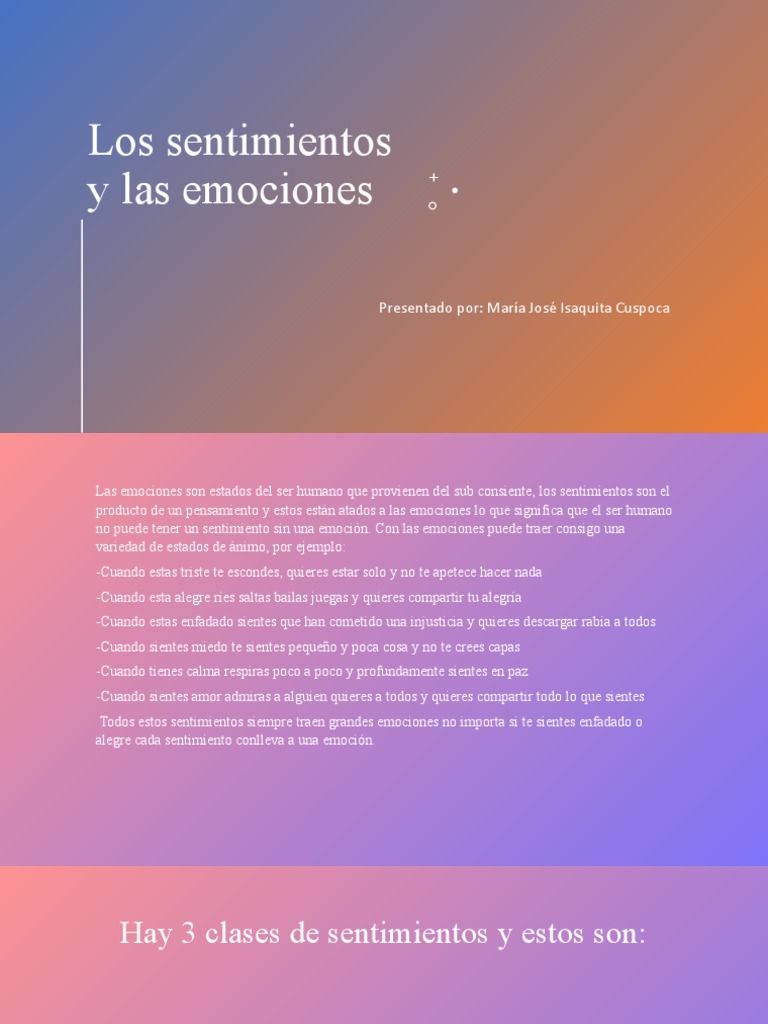 Los Sentimientos y Las Emociones | PDF | Relaciones personales, crianza ...
