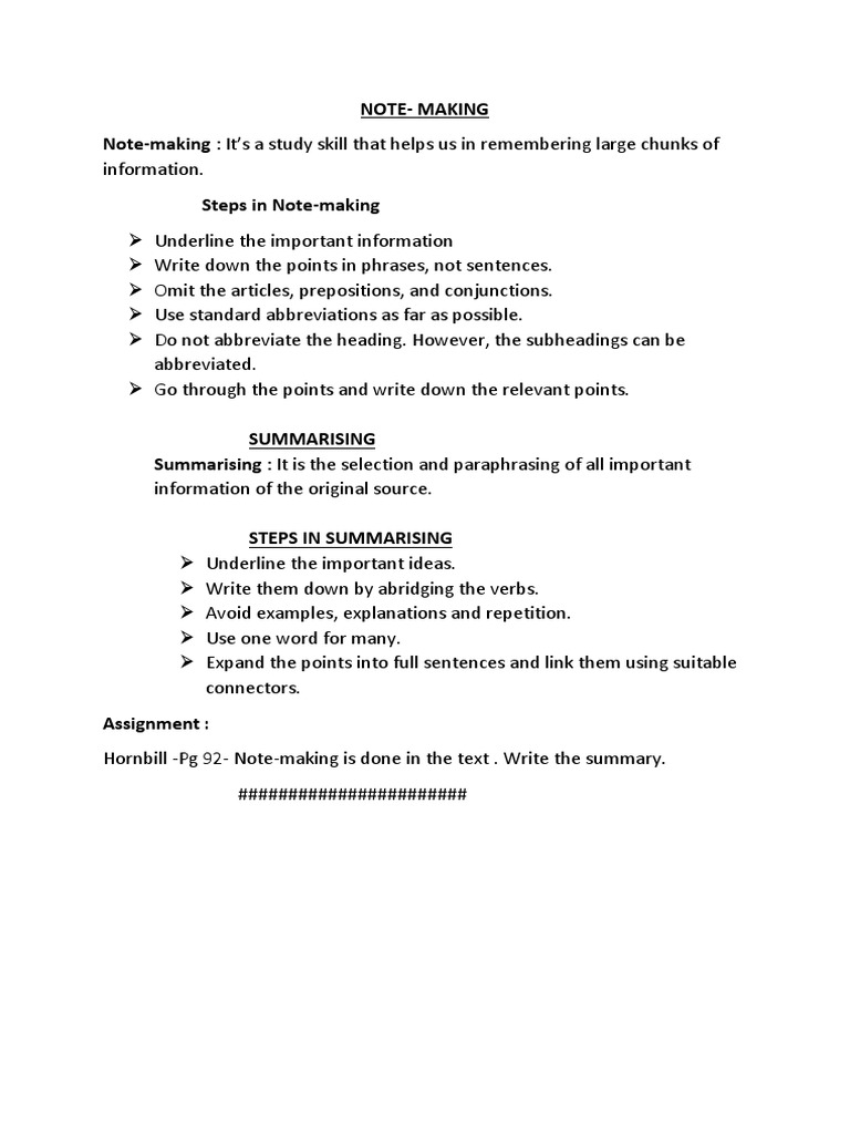 Note-Making Note-Making: It's A Study Skill That Helps Us in ...
