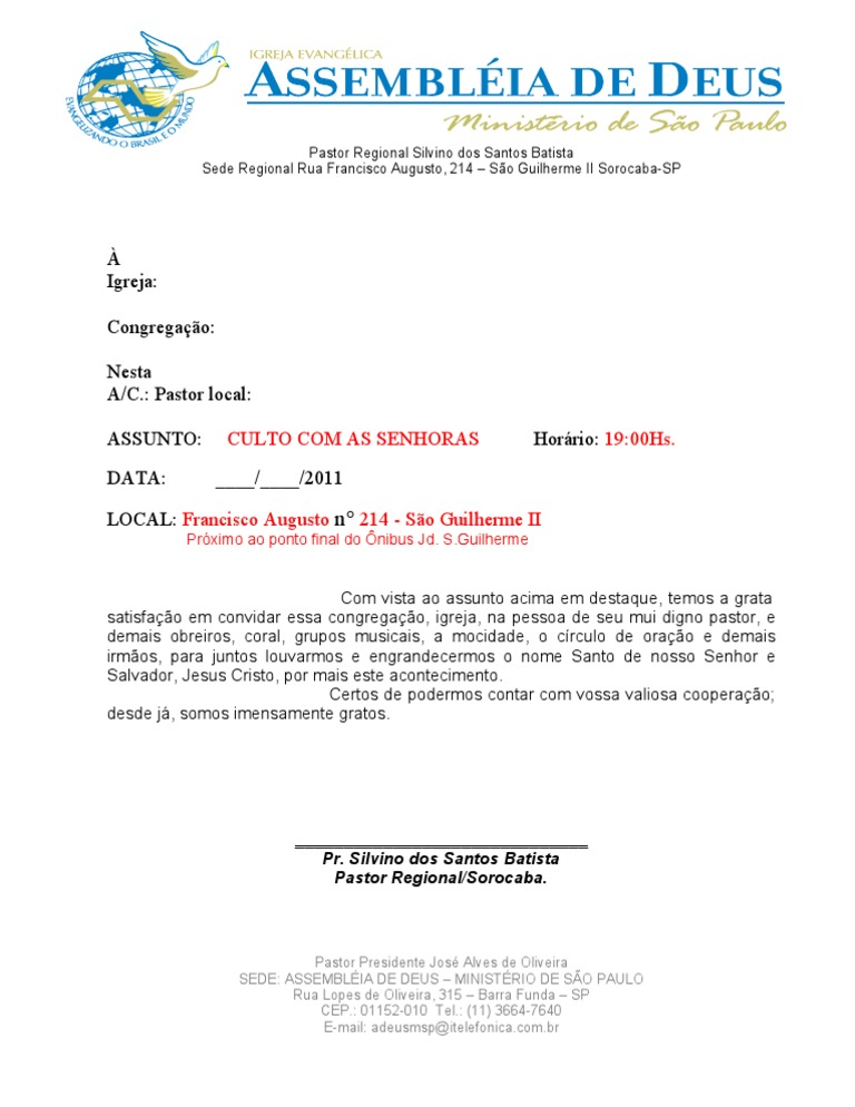 Carta Convite - Modelo Senhoras
