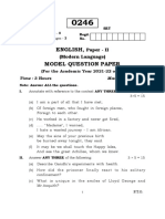 English, Model Question Paper: Paper - II (Modern Language)