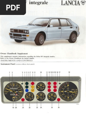 Lancia Delta Hf Integrale Owner Handbook Supplement