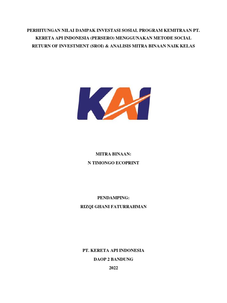Perhitungan SROI Program Kemitraan KAI | PDF