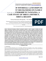 The Role of Informal Land Dispute Settlement Mechanisms On Family Land Ownership in Tanzania: A Case Study of Mbeya District, Mbeya Region