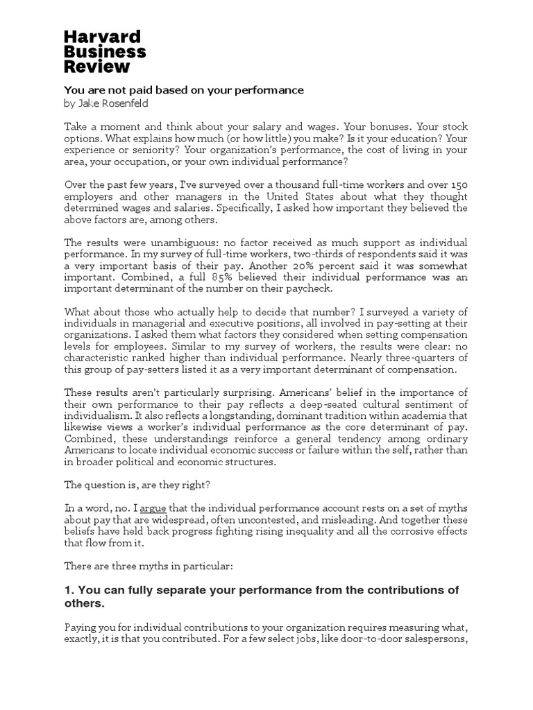 Myths About Pay and Performance | PDF | Employment | Salary
