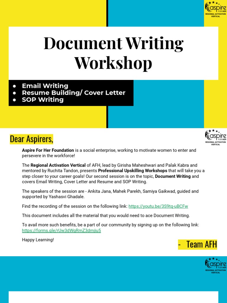 Document Writing Workshop Guide | PDF | Résumé | Communication