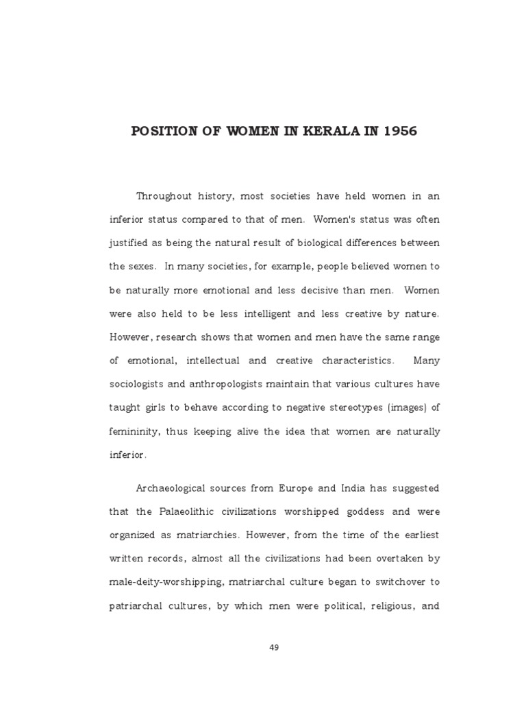 Position of Women in Kerala in 1956 | PDF | Marriage | Matriarchy
