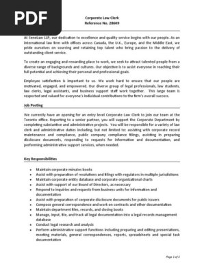 Job Posting - Corporate Law Clerk Winter2022