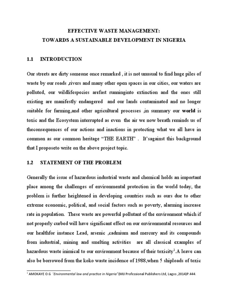EFFECTIVE WASTE MANAGEMENT Project PDF Waste Sustainability
