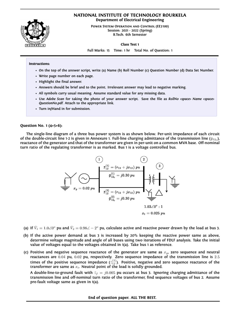PSOC 2021-22 Class Test 1 | PDF | Electrical Impedance | Power (Physics)