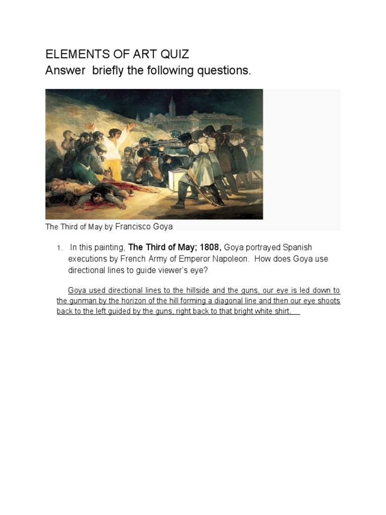 Elements of Art Questions PDF Paintings Plastic Arts