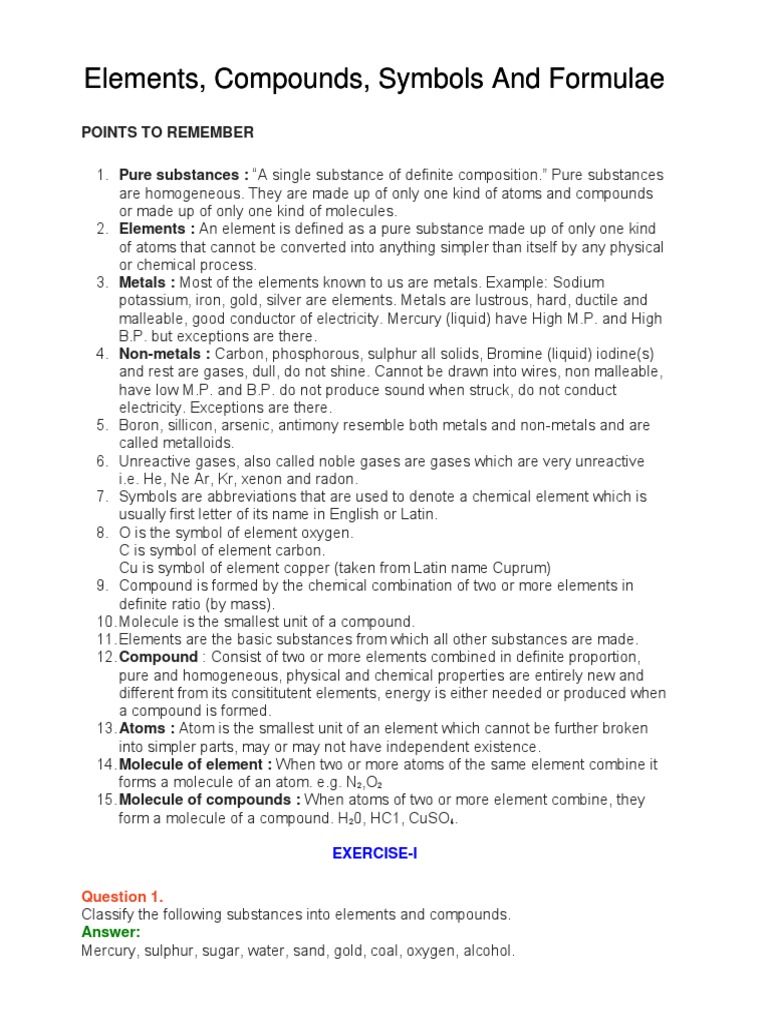 Selina Concise Chemistry Solutions Class 6 Chapter 4 Elements ...