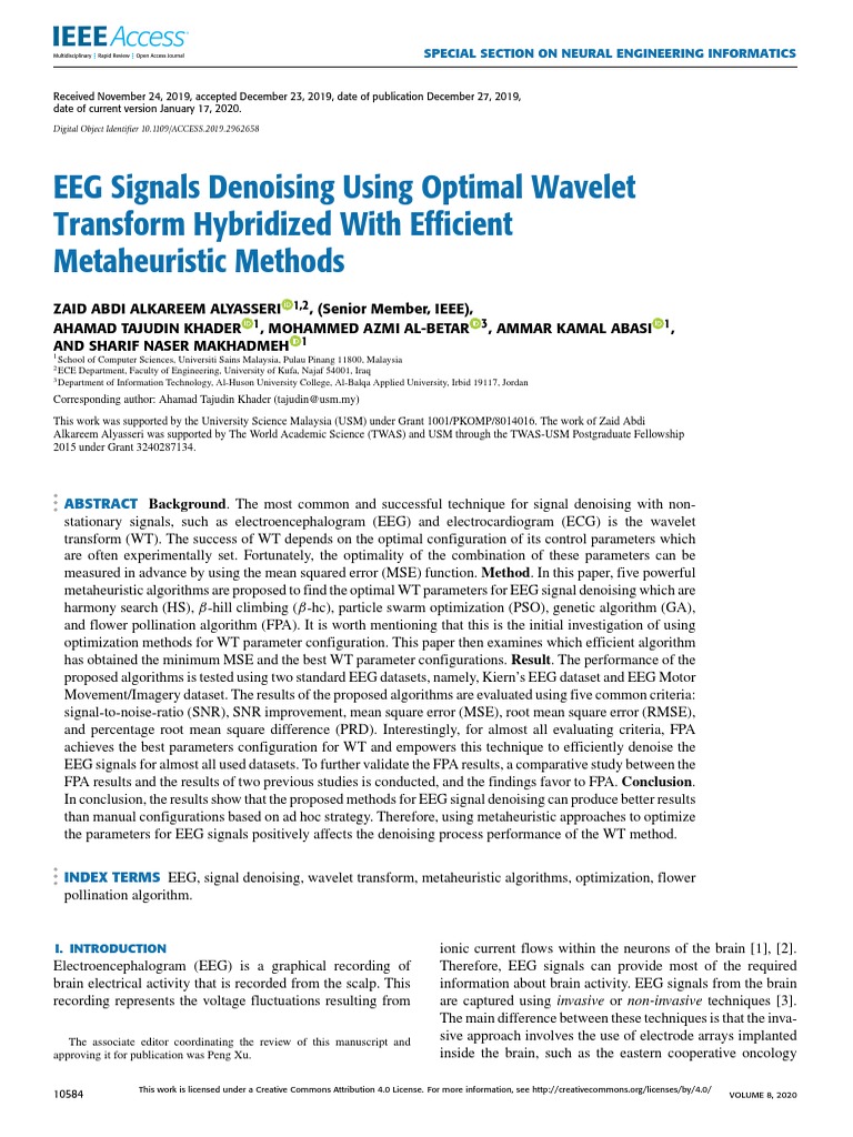 EEG Signals Denoising Using Optimal Wavelet Transform Hybridized With ...