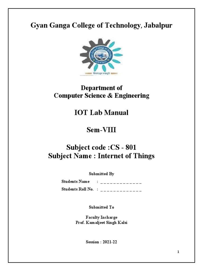 CS801 Iot Lab Manual PDF Of Things Wi Fi