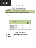 Laboratory Report Cover Sheet