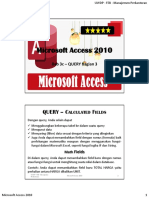 Microsoft Access 2010: Query - C F