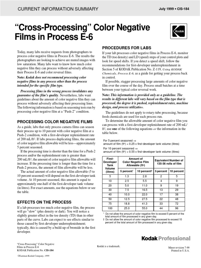 "CrossProcessing" Color Negative Films in Process E6 PDF Volume