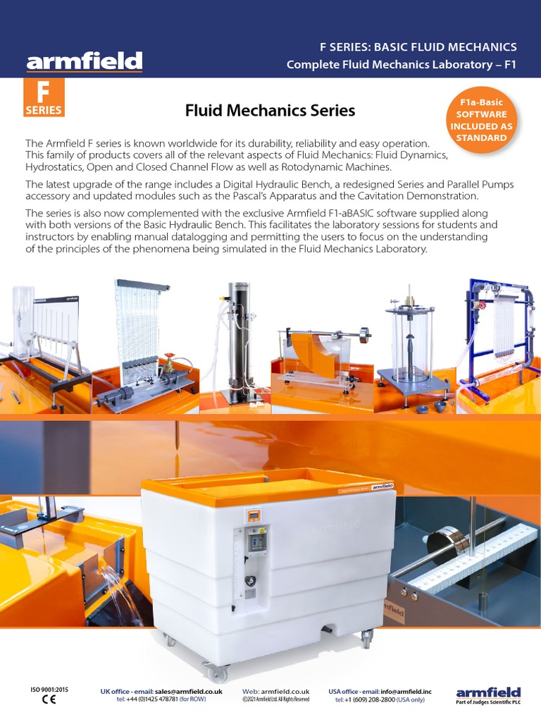 Armfield F1 Fluid Mechanics Series Brochure V2a Download 1 | PDF ...