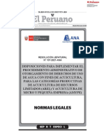 Peru Resolucion Jefatural 107 2021 Ana Derechos Uso Agua Acuicultura Arel Amype