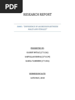 Research Report: "Difference of Aggression Between Males and Females"