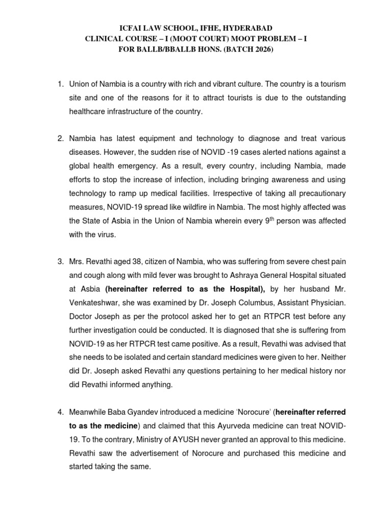  Moot Problem - 1 (Batch of 2026) 