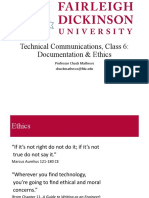 Technical Communications, Class 6: Documentation & Ethics: Professor Chuck Mathews Chuckmathews@fdu - Edu